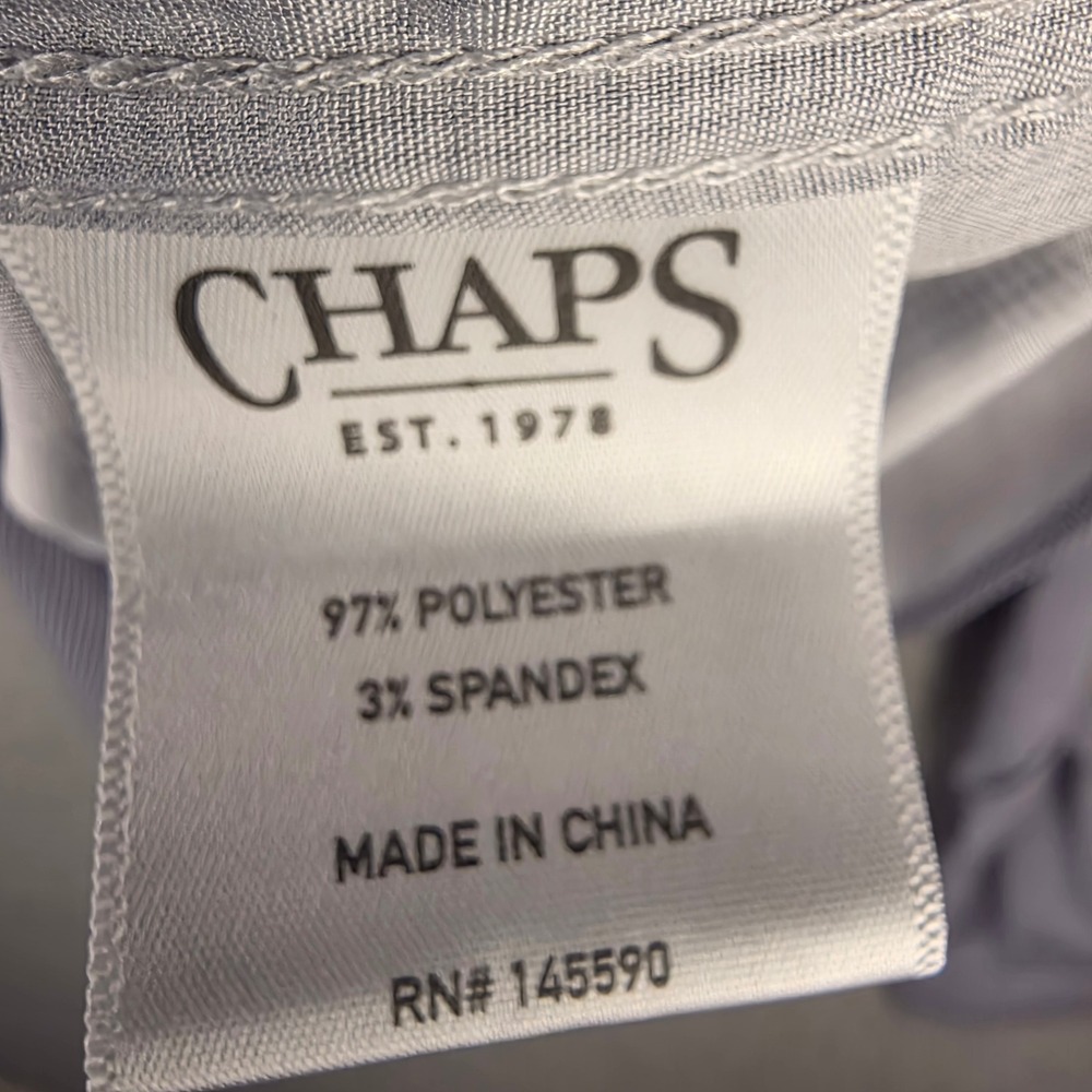Chaps Mens Medium Regular Fit Stretch Micro Check Shirt Blue White Button Down - Picture 6 of 8